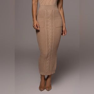 JLUXLABEL Tan Cable Sweater Skirt
